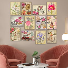 Wallity Set de 12 Cuadros Decorativos MDF Multicolor de 20 x 15 cm